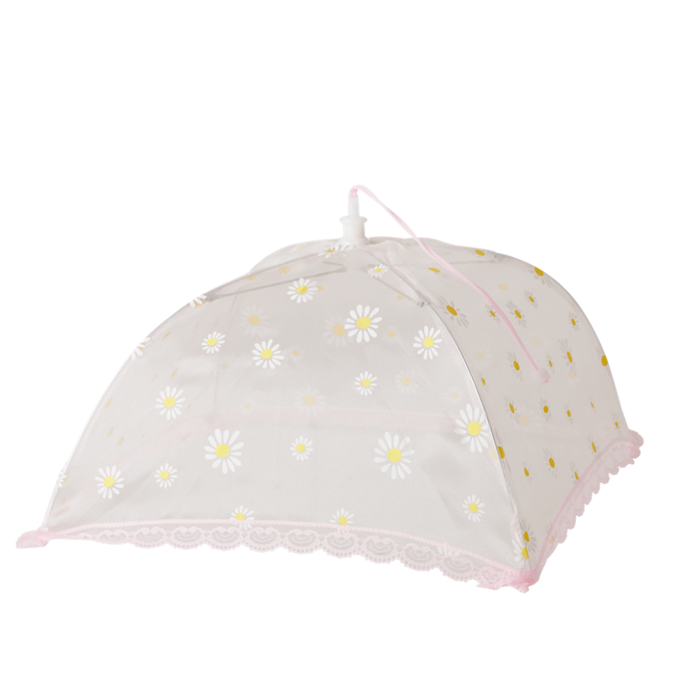 Mesh Foldable Food Cover White Flower Print By Rice DK